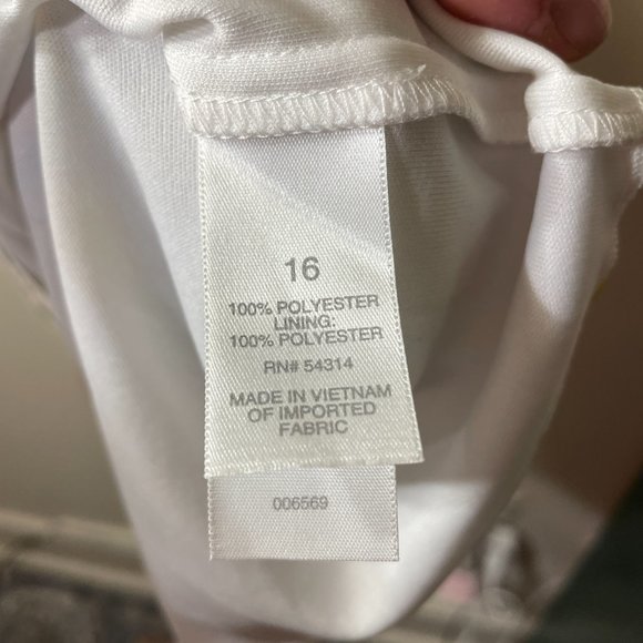 🔥 Bisou Bisou | White/Blue/Orange Abstract Chiffon Cold Shoulder Dress 16 - Picture 5 of 5